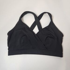 Tomboy X Sports Black Crossover Plunge Sport Bra Wireless Size XL Activewear Gym